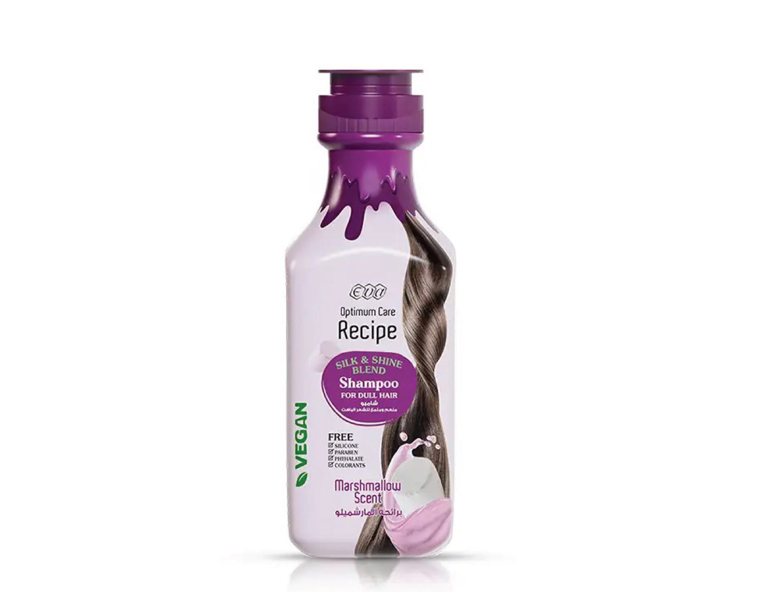 ح صوره-27 EVA OPTIMUM CARE RECIPE SILK & SHINE BLEND SHAMPOO MARSHMALLOW SCENT 350 ML - Image 1